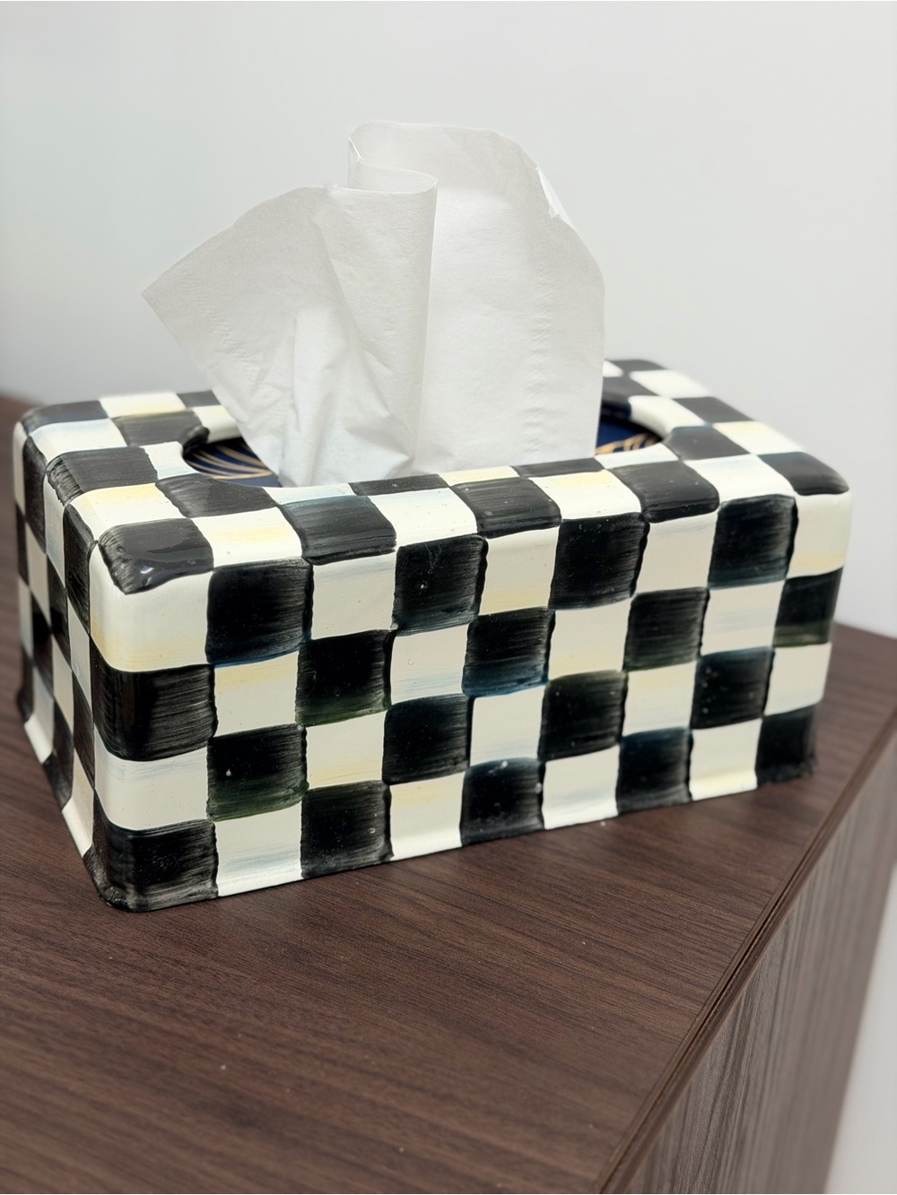 MacKenzie-Childs Cream Ceramic Tissue Box Cover